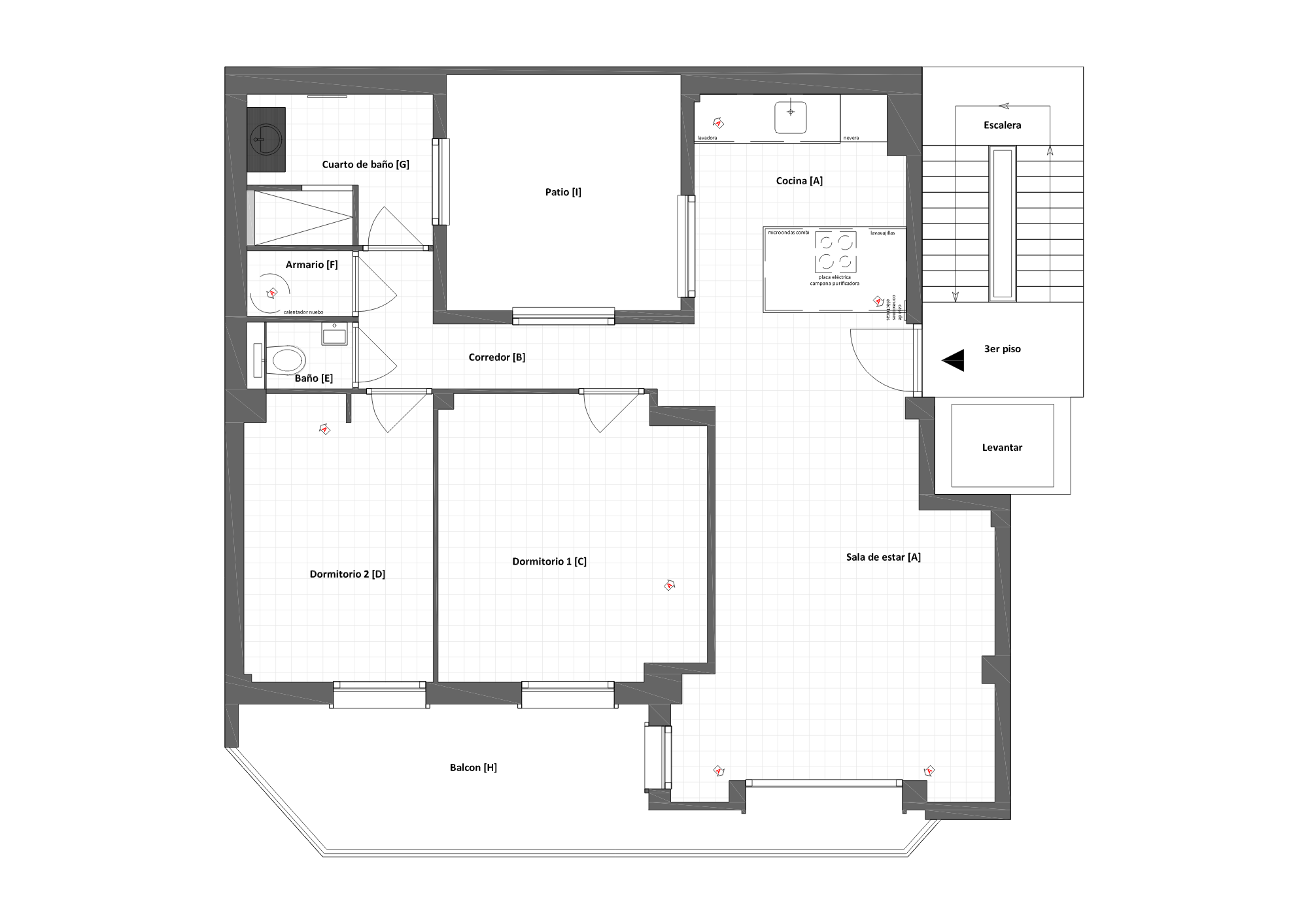 Plattegrond appartement, eindsituatie