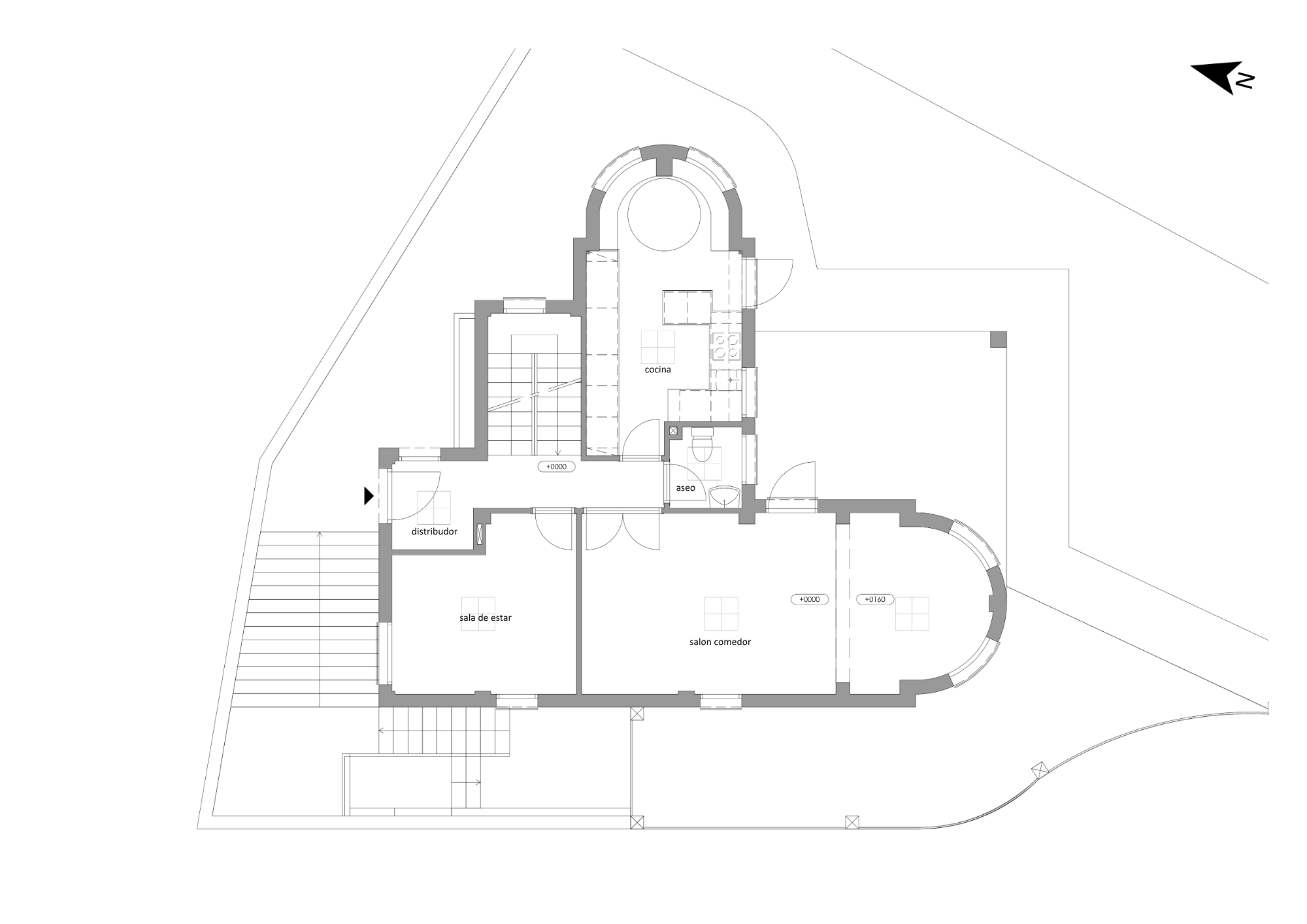 Plattegrond villa, oorspronkelijke situatie